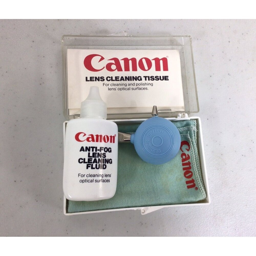 Vintage 1980s Canon Lens Cleaning Kit Tissues Anti-Fog Fluid Cloth